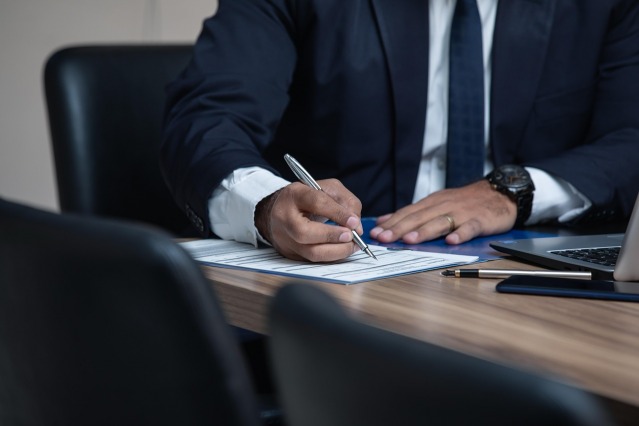Lawyer working at desk
